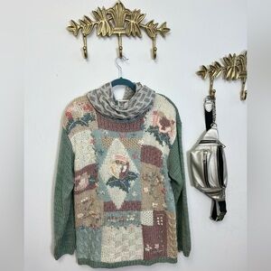 HAND KNIT  Vintage cardigan sweater L ptp 22”